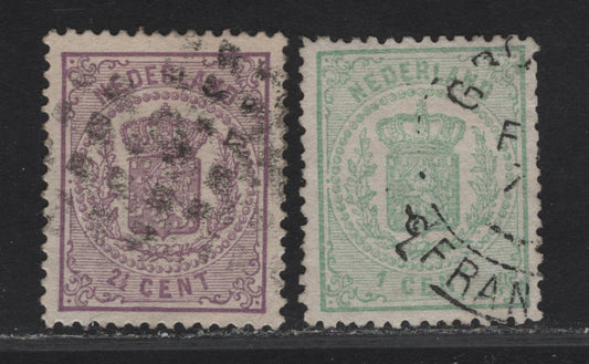 Lot 103 Netherlands SC#19, 22 1c - 2.5c Green - Violet Arms, 1869-1871 Arms Issue, A Very Fine Used Singles, Perf 13.25