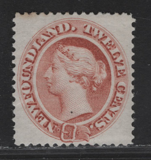 Lot 110 Newfoundland SC#28 12c Red Brown Queen Victoria, 1865-1894 Cents Issue, A VFNH Single, Small Tone Spot