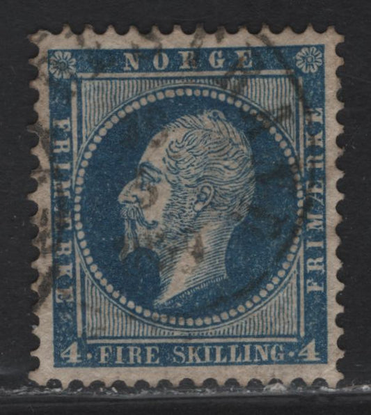 Lot 115 Norway SC#4 4s Blue King Oscar I, 1856-1857 King Oscar I Issue, A Very Fine Used Single