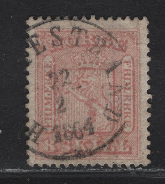 Lot 117 Norway SC#9 8s Rose Coat of Arms, 1863 Coat of Arms Issue, A Very Fine Used Single