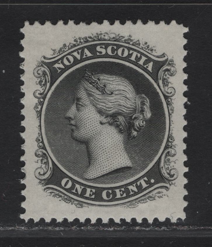 Lot 120 Nova Scotia SC#8a 1c Black Queen Victoria, 1860-1863 Cents Issue, A VFJOG Single, White Paper, Jumbo Margins, Perf 12x11.75.