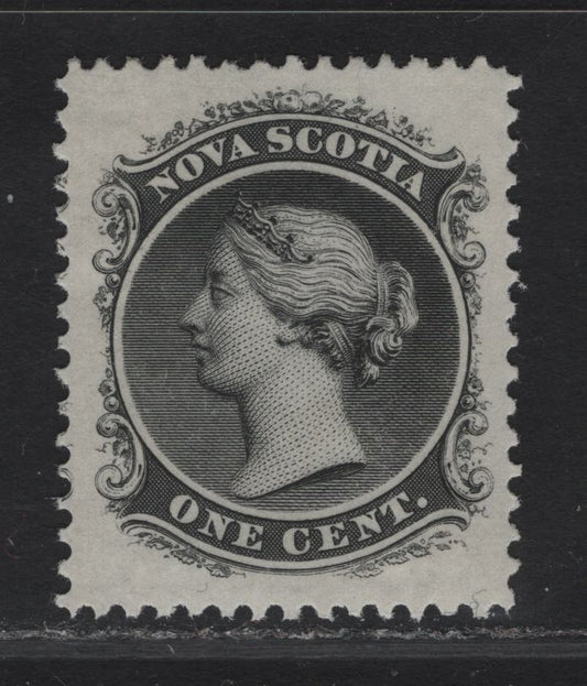 Lot 120 Nova Scotia SC#8a 1c Black Queen Victoria, 1860-1863 Cents Issue, A VFJOG Single, White Paper, Jumbo Margins, Perf 12x11.75.