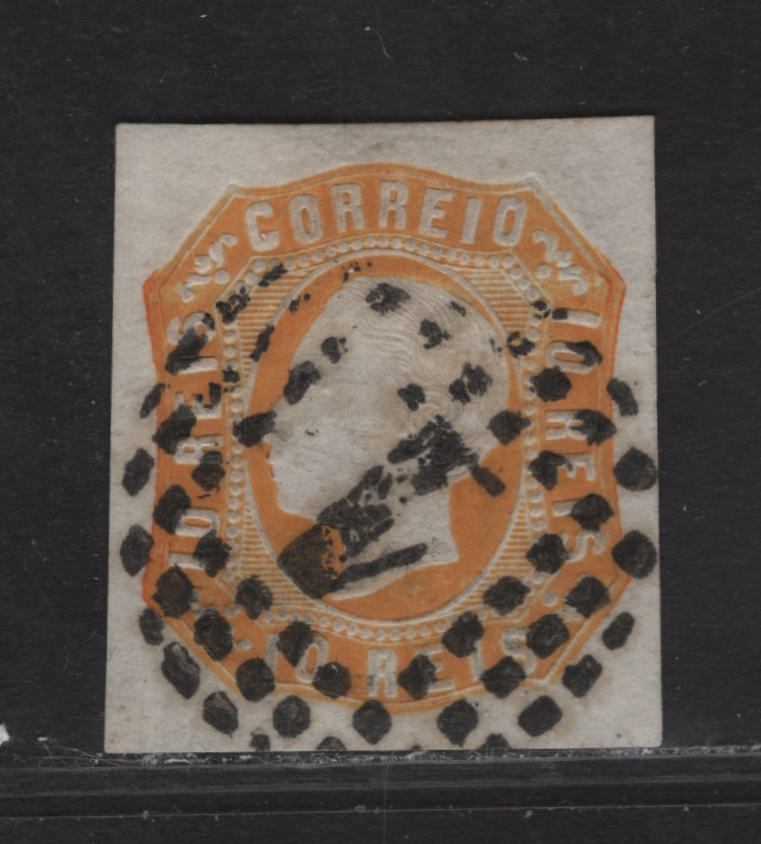 Lot 131 Portugal SC#13 10r Orange King Luiz, 1862-1864 King Luiz Issue, A Very Fine Used Single