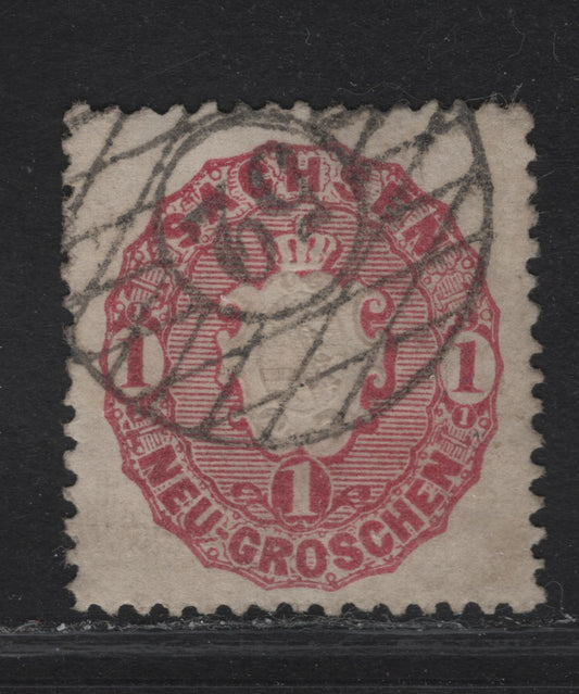 Lot 170 Saxony SC#17 1ng Rose Carmine Arms, 1863 Arms Issue, A Very Fine Used Single, #52 Numeral Cancel
