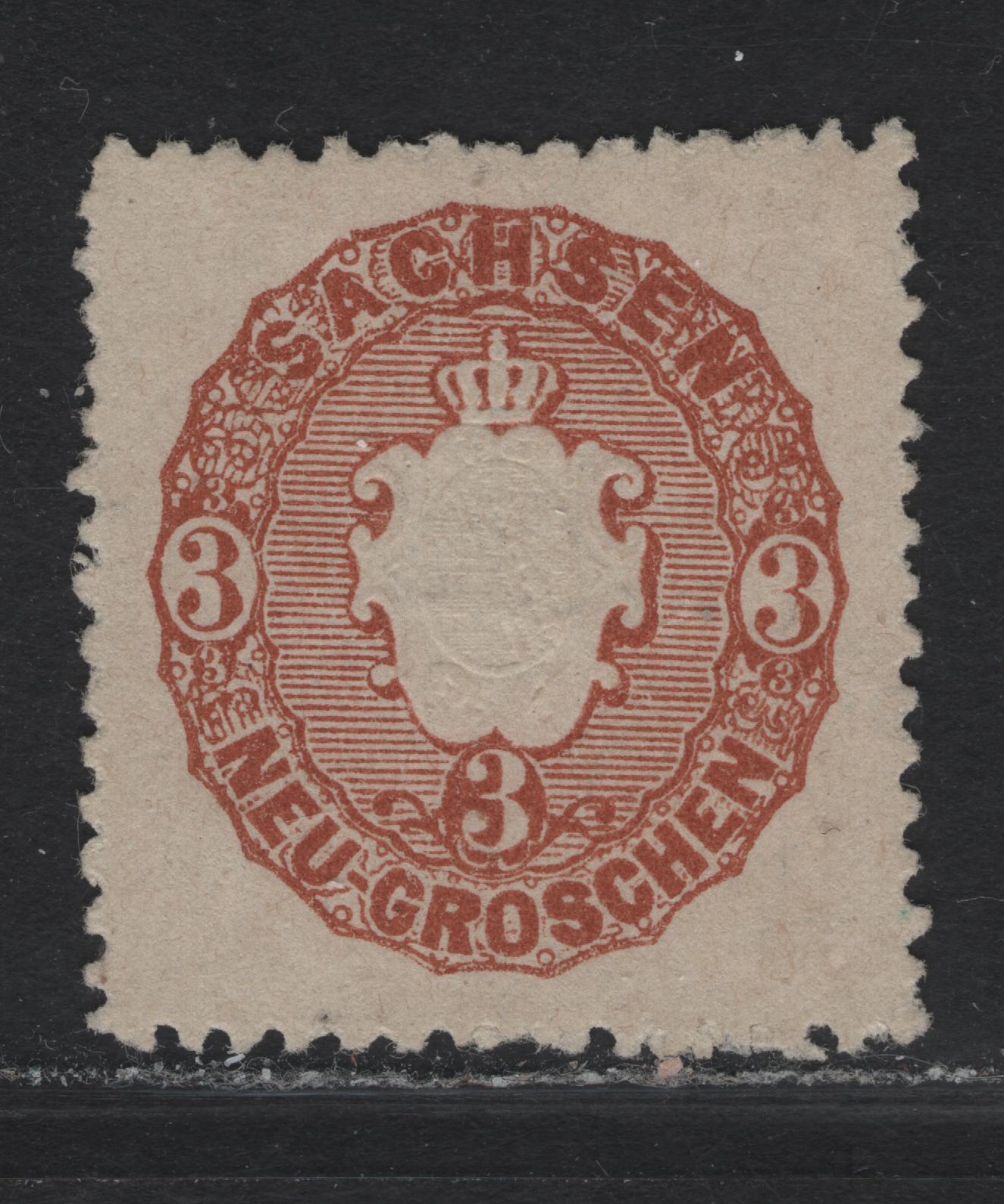 Lot 171 Saxony SC#19 3ng Red Brown Arms, 1863 Arms Issue, A Very Fine Unused Single , ,