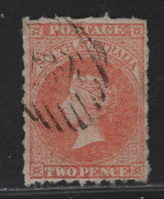 Lot 176 South Australia SC#16 2d Pale Orange Vermillion Queen Victoria, 1860-1869 Rouletted Sideface Issue, An Extremely Fine Used Single, Roulettes Are Completely Clear Of The Framelines On All 4 Sides