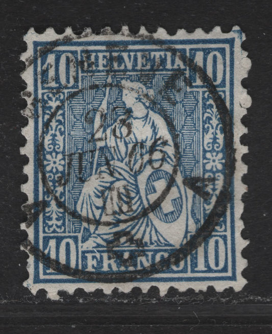 Lot 194 Switzerland SC#44 10c Blue Seated Helvetia, 1862-1864 Seated Helvetia Issue, A Very Fine Used Single