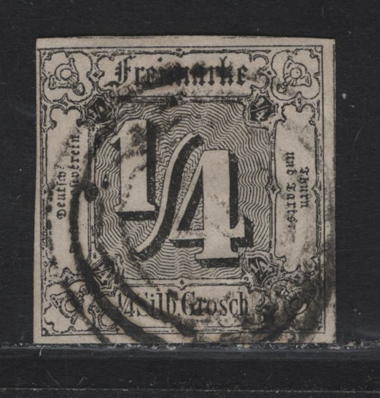 Lot 203 Thurn & Taxis SC#15 1/4gsr Black Numerals, 1862-1863 Numeral Issue, A Superb Used Imperf Single, Massive Margins