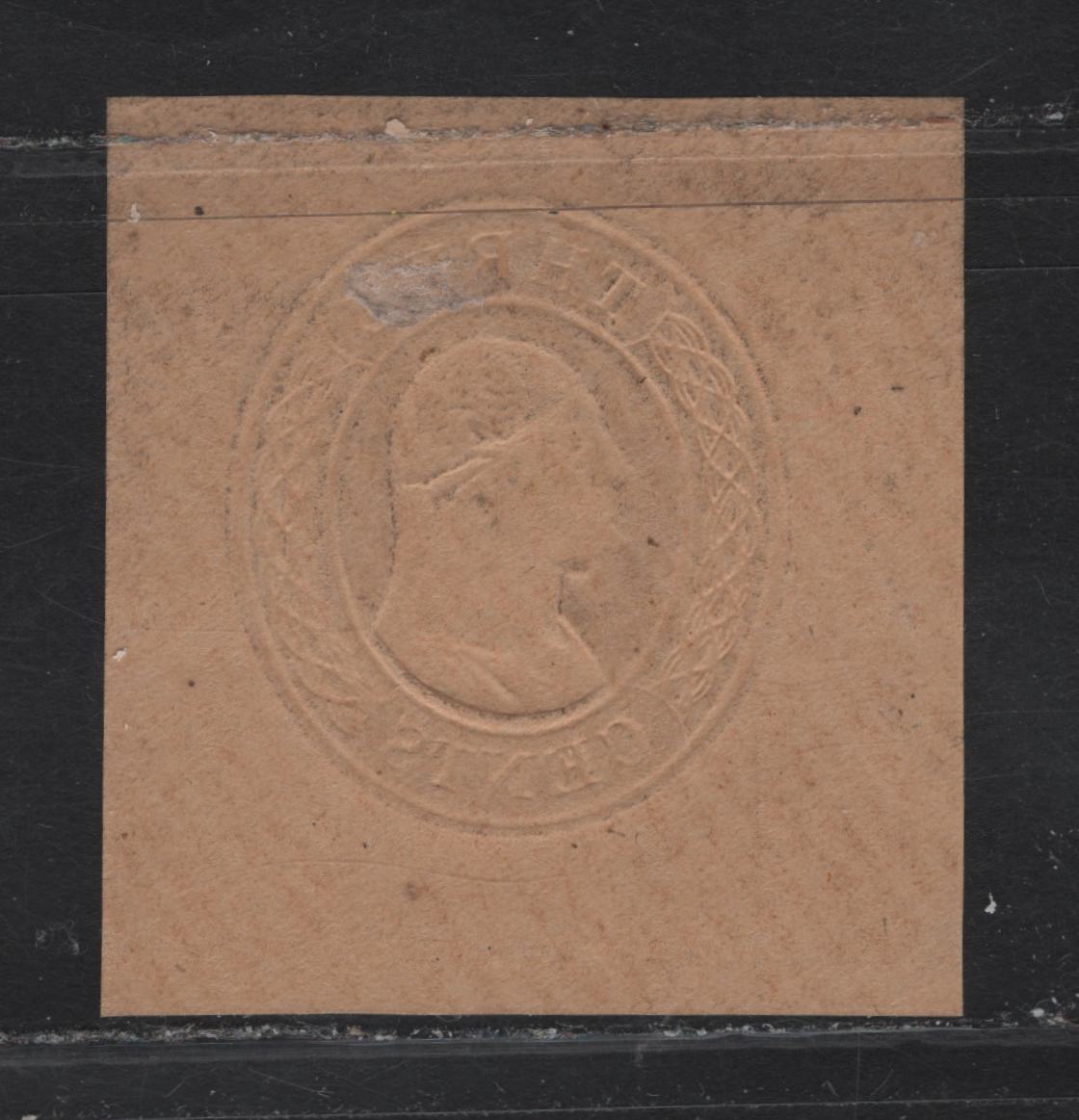 Lot 211 United States SC#U1 3c Red on Buff , 1853-1854 Nesbitt Issue, A Very Fine Unused Cut Square Single