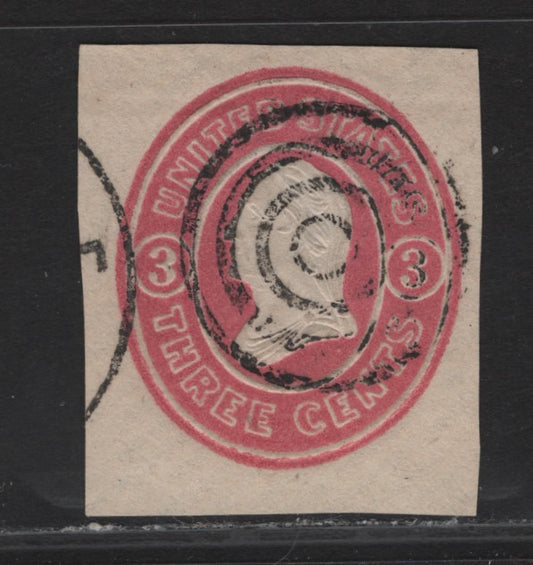 Lot 216 United States SC#U34 3c Pink Washington, 1861 Third Nesbitt Issue, A Very Fine Used Cut Square Single