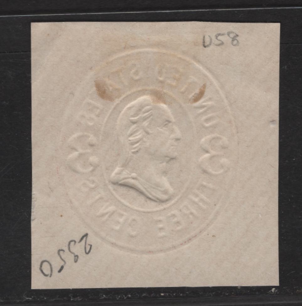 Lot 221 United States SC#U58 3c Pink on White Washington, 1864-1865 5th Nesbitt Issue, A Very Fine Used Cut Square Single