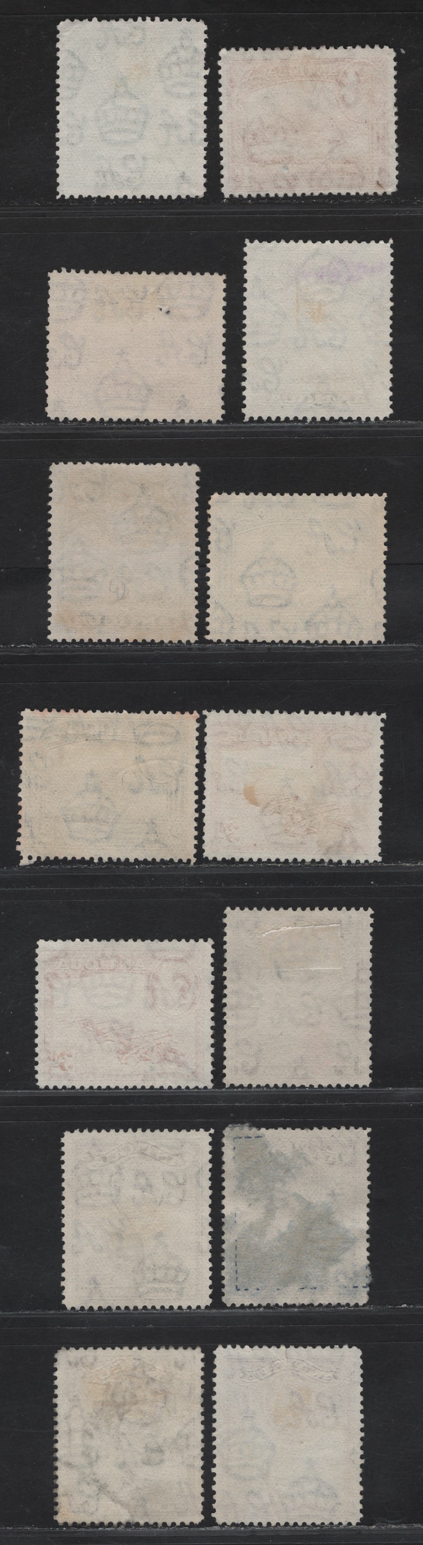 Lot 334 (C)Antigua SG#98, 99a, 100-105a 1/2d - 1/- Deep Blue Green - Black & Red Brown English Harbor - St John's Harbor, 1938-1951 KGVI Pictorial Issue, 14 Fine/Very Fine Used Singles