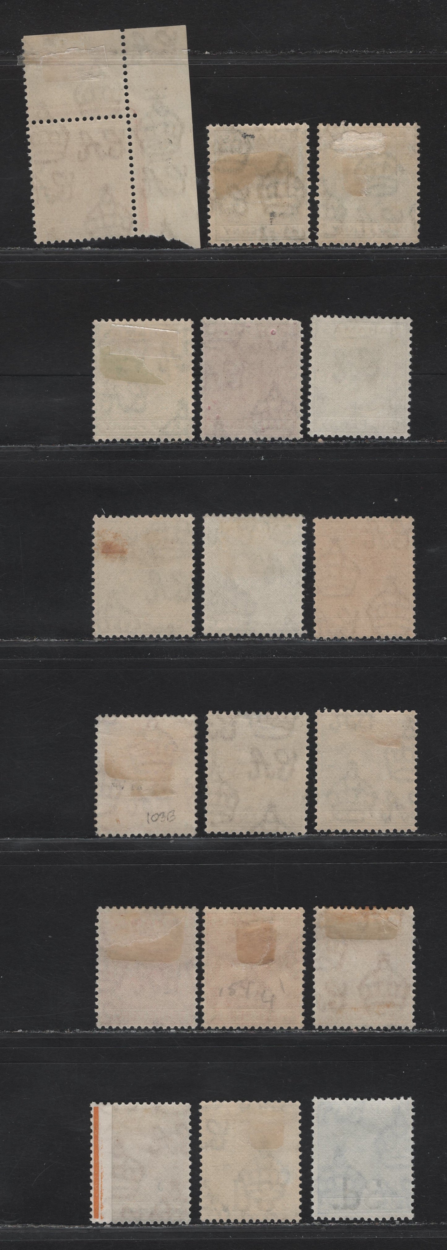 Lot 341 (C)Bahamas SG#149,c,e, 150ab, 151-a, 152b, 153a, 154a,b,c, 161 1/2d - 10d Green - Yellow Orange King George VI, 1938-1952 KGVI Issue, 18 F/VFOG/NH Singles, With Unlisted Shades, 1.5d Pale Red Brown Ul Corner Single Is NH