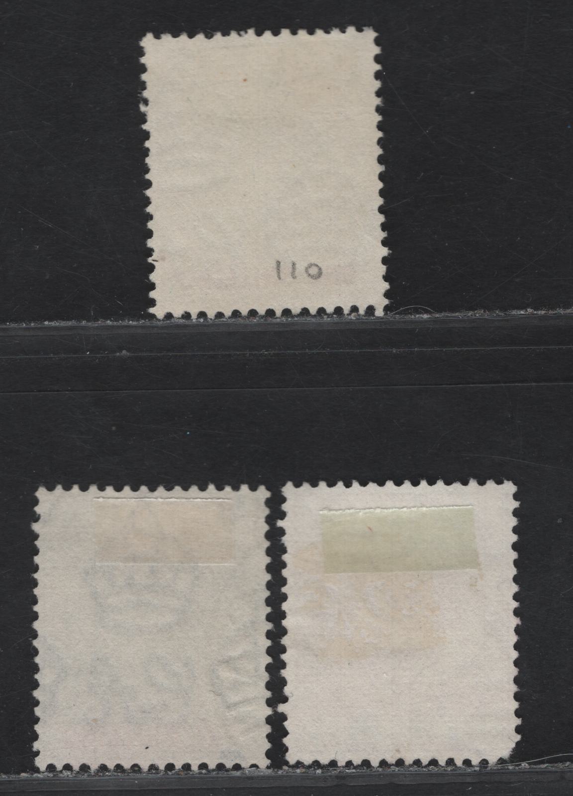 Lot 351 Bahamas SG#155c, 155d, 156c 1/- - 5/- Gray Black & Bright Crimson - Dull Mauve & Deep Blue King George VI, 1938-1952 KGVI Issue, 3 Fine/Very Fine Used Singles, Ordinary & Chalky Papers, 1944, 1946 & 1948 Printings