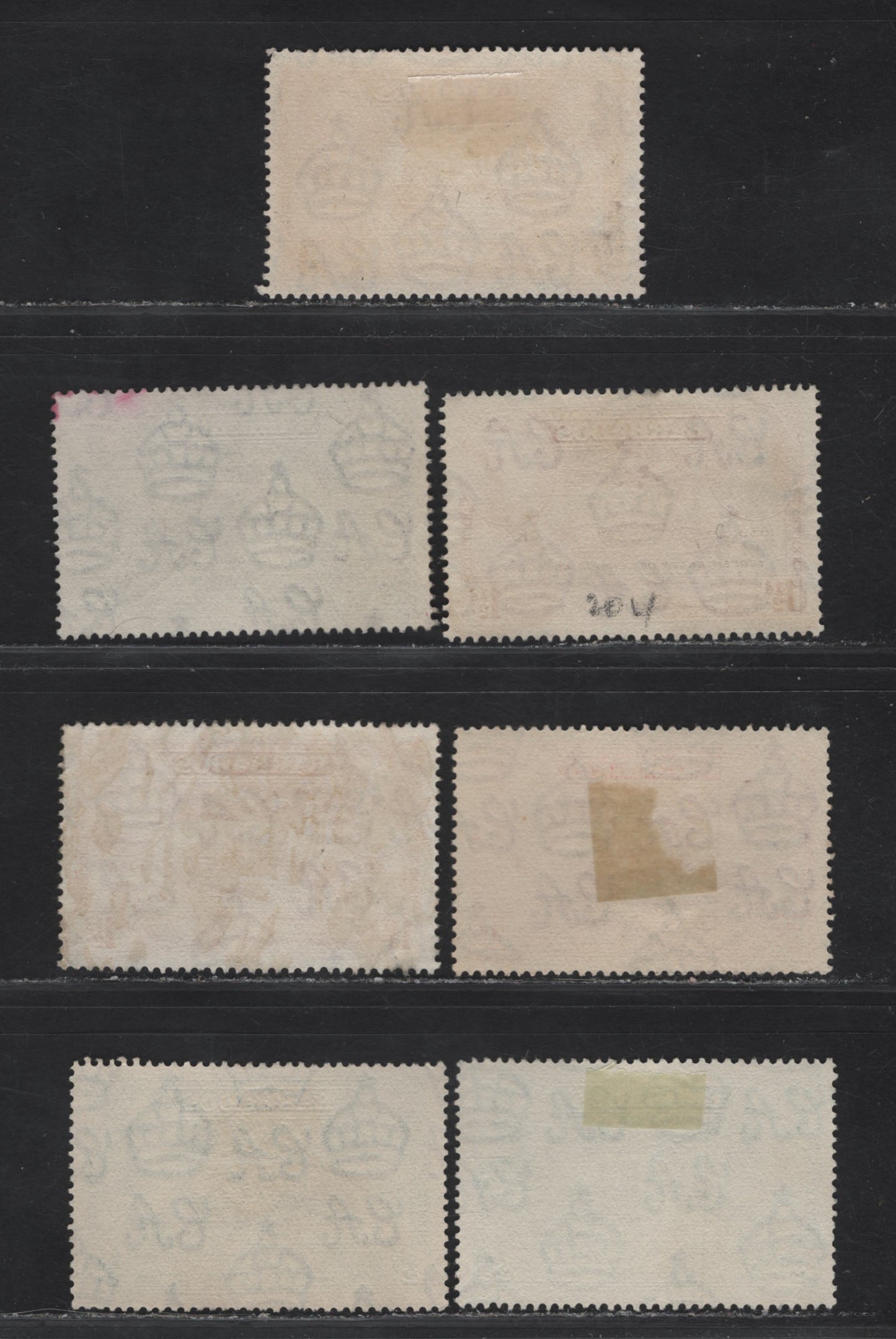 Lot 354 Barbados SG#257-261 1/2d - 3d Green - Brown King Charles 1 & King George VI, 1939 Tercentenary of General Assembly Issue, 7 VFOG Singles, Two Shades Of 1/2d & 1d