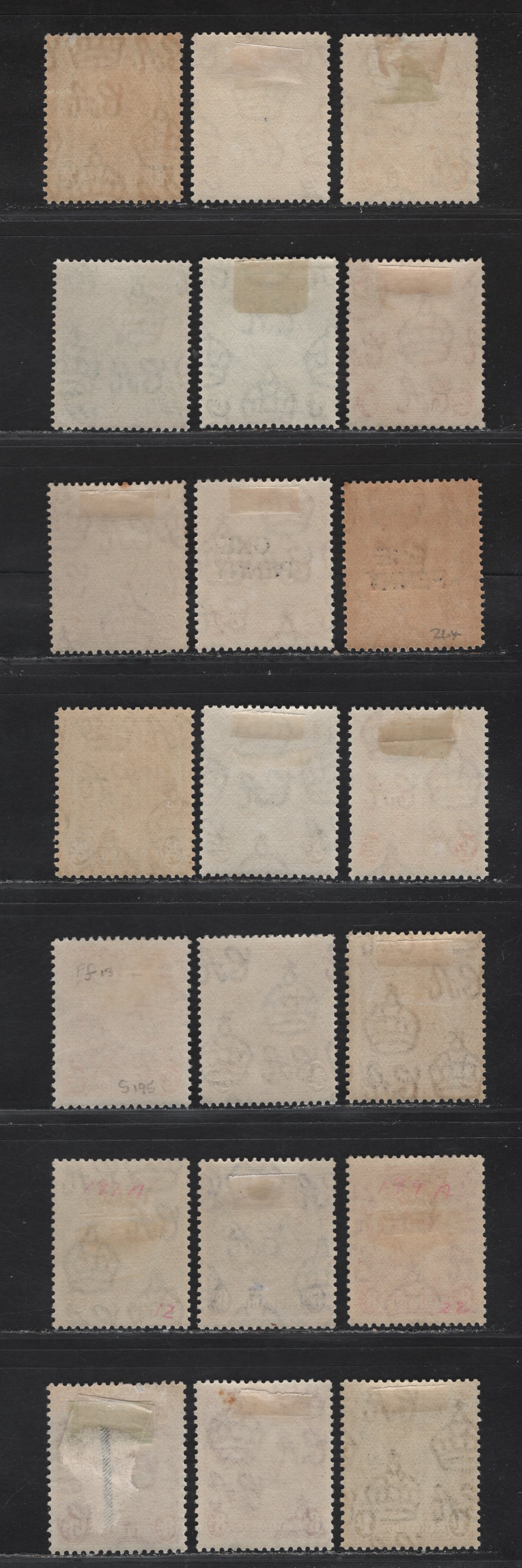 Lot 357 (C)Barbados SG#248,c, 249c, 250d,e, 264,e, 251,b, 250, 252, 252b, 252c, 254, 254a, 255 1/2d - 1/- Green - Olive Green Badge of the Colony, 1938-1947 Badge of the Colony Issue, 16 F/VFOG Singles, Perfs 13.5x13 & 14, Additional Shades