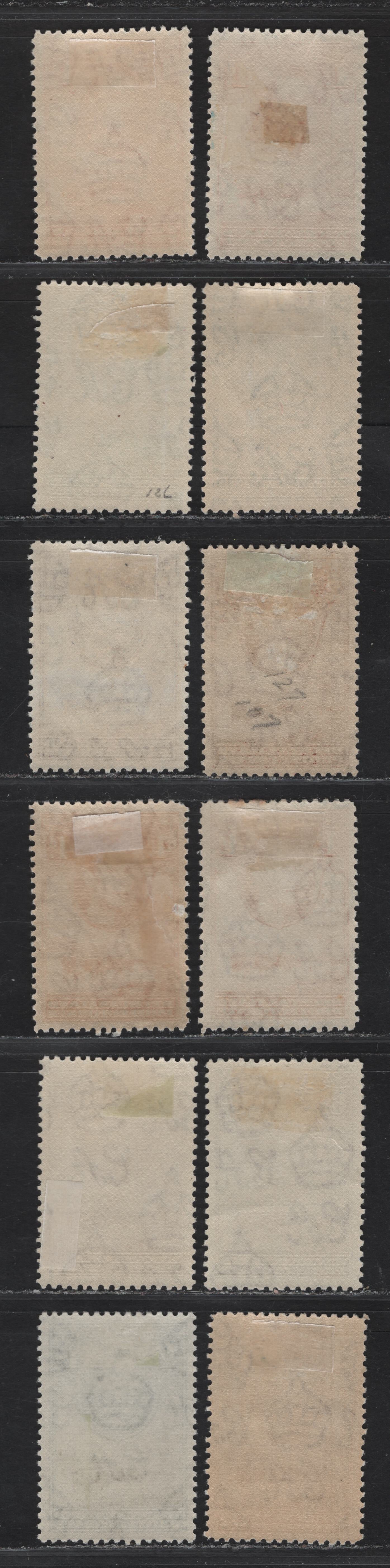 Lot 366 (C)Bechuanaland SG#119-121, 120a, 122-123, 124a, 125 1d - 1/- Scarlet - Black & Brown Olive King George VI, Baobab Tree & Cattle, 1938-1952 KGVI Pictorial Issue, 12 VFOG Singles, Mostly Wartime Printings With 3d & 4d Being 1938, 1/- Being Postwar