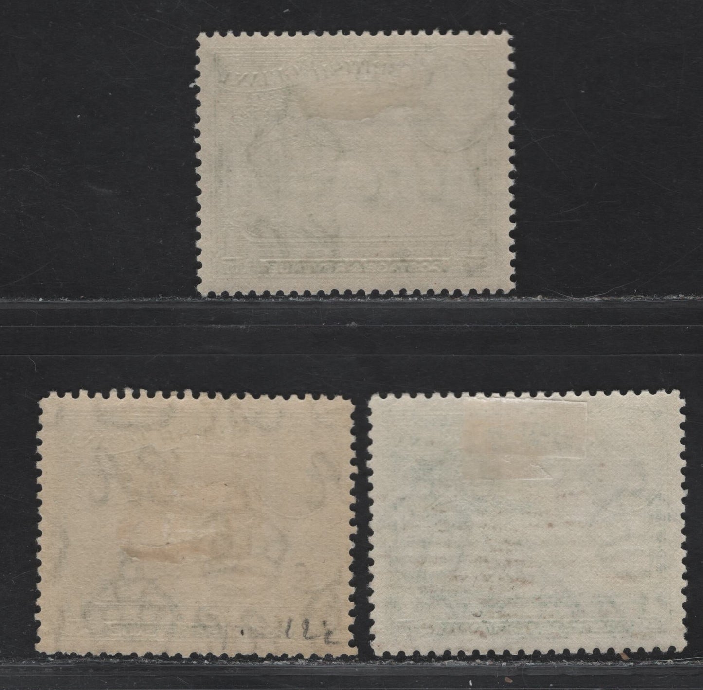 Lot 392 British Guiana SG#308-b 1c Yellow Green - Green Plouging A Rice Field, 1938-1952 KGVI Pictorial Issue, 3 F/VFOG Singles, Perf 14x13