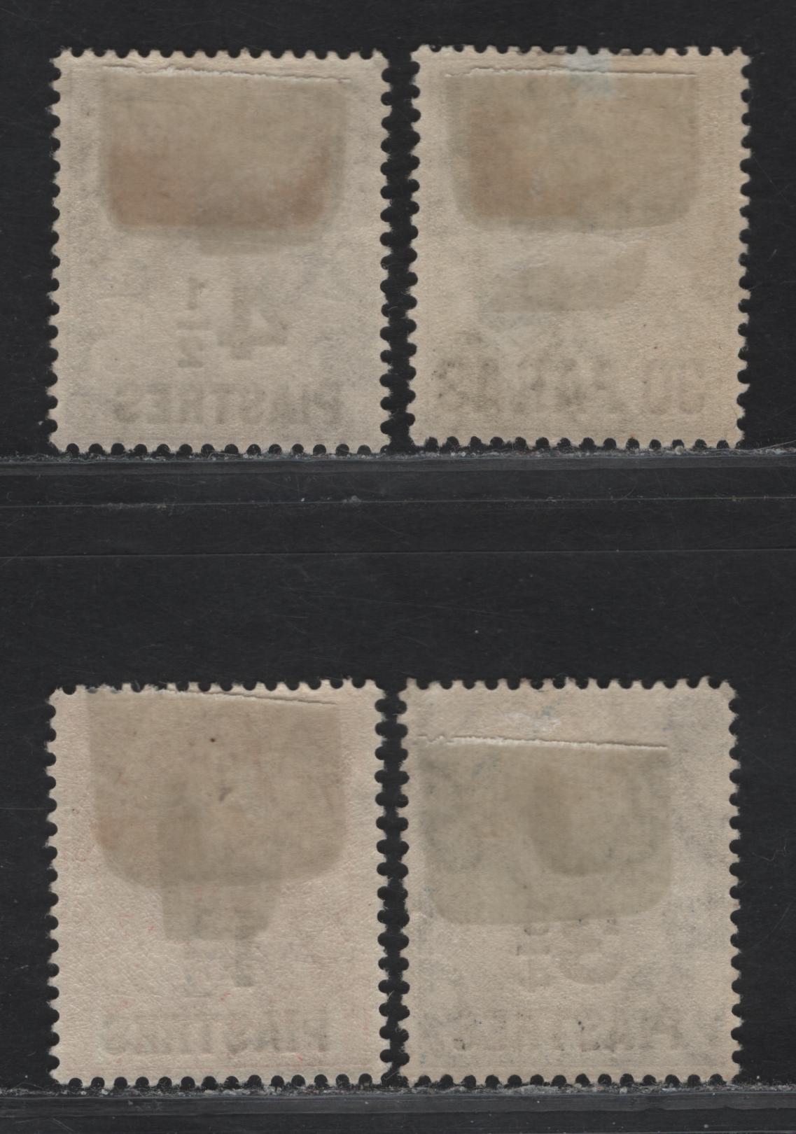 Lot 400 (C)British Levant SG#41-43 30pa - 4.5pi Green - Violet Kign George V, 1921 Turkish Surcharged Issue, 4 VFOG Singles, Royal Cypher Wmk