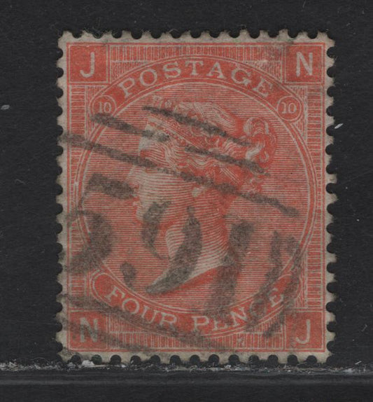 Lot 49 Great Britain SC#43 4d Vermillion Queen Victoria, 1865 Queen Victoria Issue, A Fine Used Single, Large White Corner Letters, Margins Clear Of The Design On 4 Sides