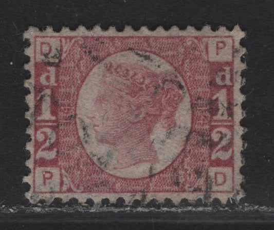 Lot 52 Great Britain SC#58 1/2d Rose Queen Victoria, 1870 Queen Victoria Issue, A Very Fine Used Single, Plate 14, Margins Clear Of The Design On All Sides