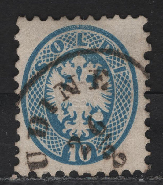 Lot 82 Austria - Lombardy Venetia SC#23 10s Blue Arms, 1863 Arms Issue, A Very Fine Used Single, Perf 9.5
