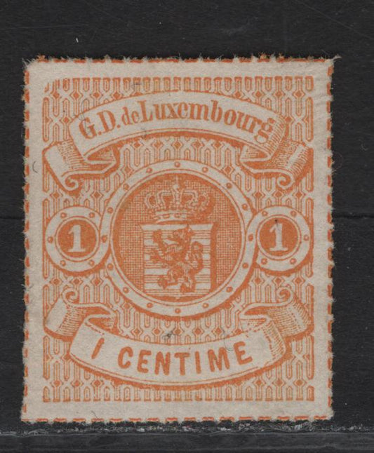 Lot 85 Luxembourg SC#18 1c Orange Arms, 1865-1874 Arms Issue, A Very Fine Unused Imperf Single