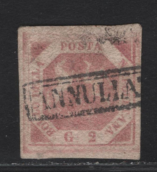 Lot 91 Naples SC#2 1g Pale Lake Coat of Arms, 1858 Coat of Arms Issue, A Very Fine Used Imperf Single, Nearly Full Margins On All Sides Except Left