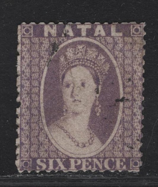 Lot 92 Natal SC#16 6d Violet Queen Victoria, 1864 Chalon Head Issue, A Very Fine Used Single, Crown CC Wmk, Perf 12.5
