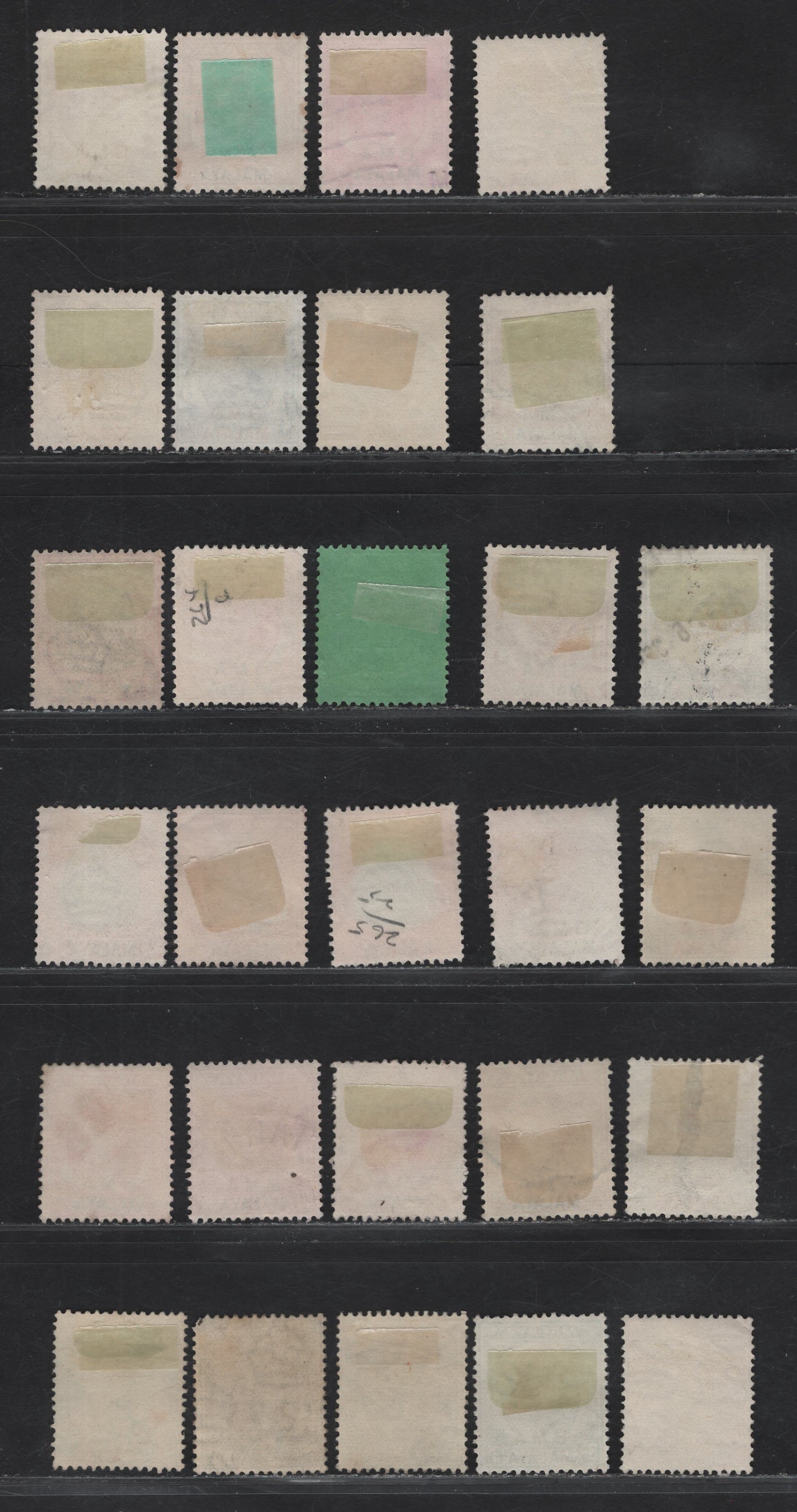Lot 170 Malaya - British Military Admin SG#1, 1b, 2-b, 3-4,b, 5, 6a, 7, 9, 6a, 8c, 12a-b, 13-a, 15-16 1c - $2 Black - Green 7 Scarlet King George VI, 1948-1948 BMA Overprinted Issue, 28 Fine/Very Fine Used Singles Range of Different Printings , ,