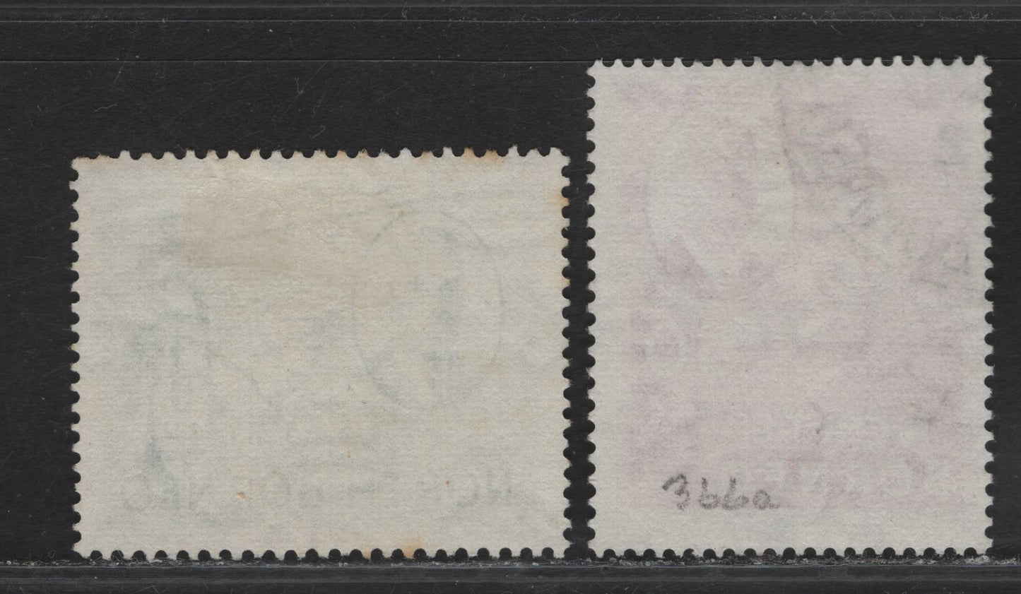 Lot 176 (C) North Borneo SG#366a, 368 50c - $2 Rose Carmine - Gray Green Clock Tower Jesselton - Murut, 1950-1952 KGVI Photogravure Pictorial Issue, 2 Fine Used Singles