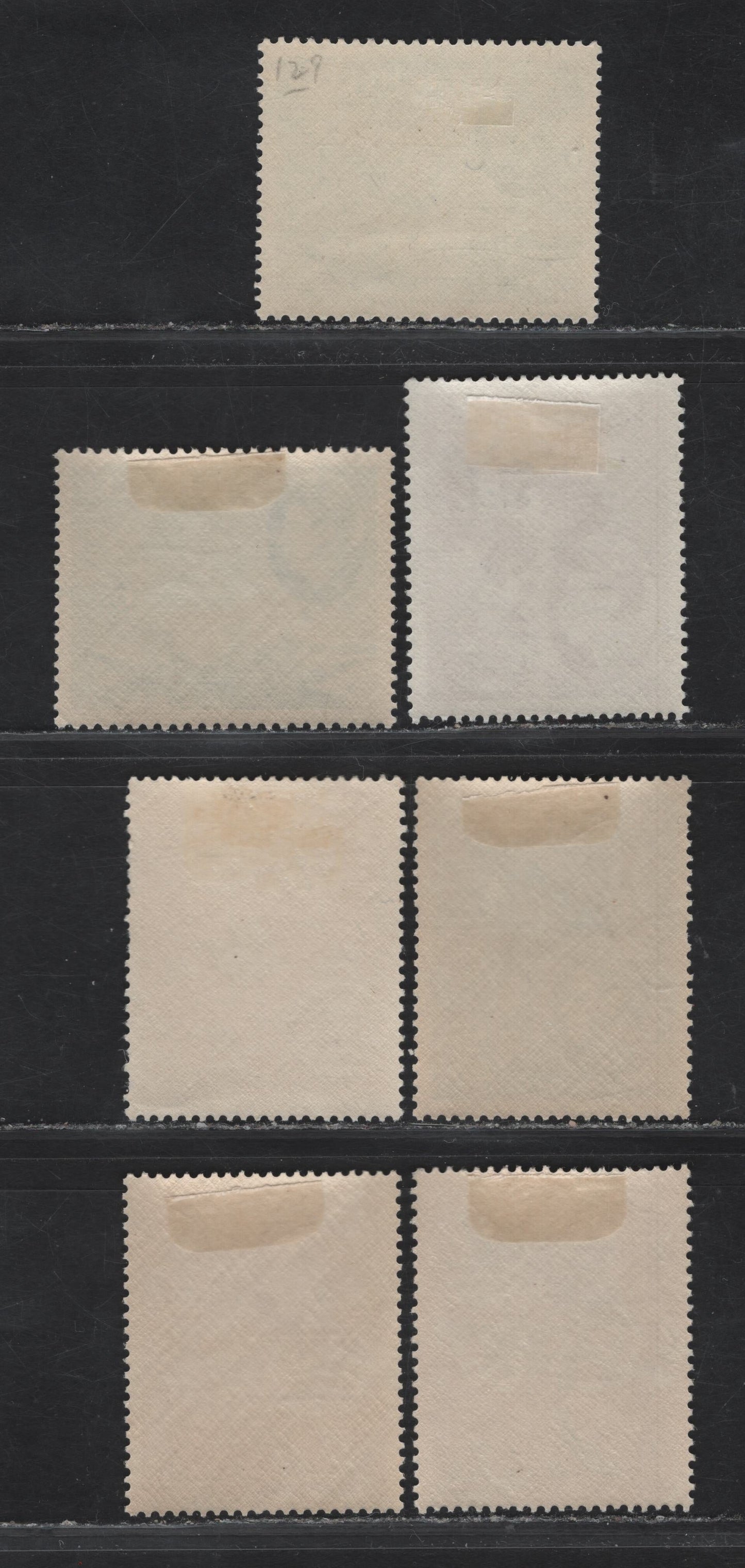 Lot 210 (C) Seychelles SG#135a, 136ab, 137b, 138ac, 139ab, 144a 2c - 50c Purple Brown - Deep Reddish Violet Coco-de-mer Palm - Fishing Pirogue, 1938-1949 KGVI Photogravure Pictorial Issue, 7 VFOG Singles, Ordinary Paper