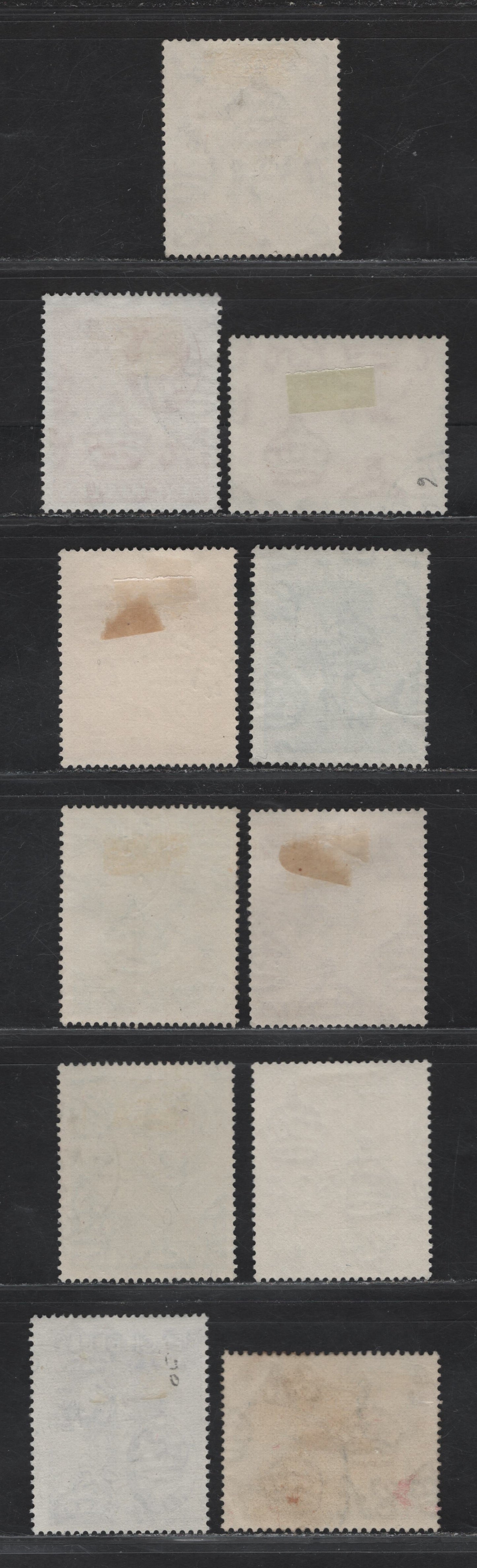 Lot 211 Seychelles SG#135a, 136ab, 137, 138ab,ac, 139ca, 144a,b,ab 2c - 1r Purple Brown - Gray Black Coco-de-mer Palm - Fishing Pirogue, 1938-1949 KGVI Photogravure Pictorial Issue, 11 Fine/Very Fine Used Singles, Ordinary Paper, Both Shades of 9c