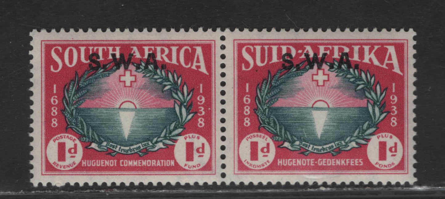 Lot 232 (C) South West Africa SG#112 1d+1d Green & Carmine Symbol of the Reformation, 1939 250th Anniv of Hugenot Landing, A VFOG Pair