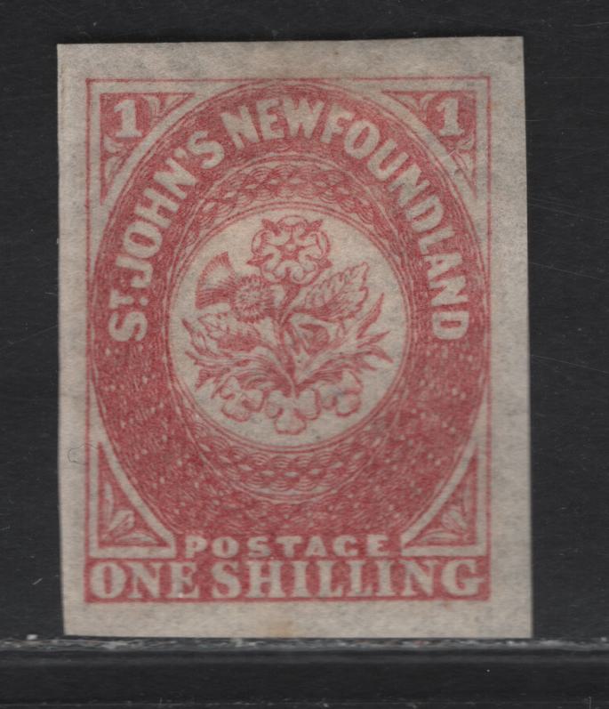 Lot 294 (C) Newfoundland SG#23 1/- Rose Flower Heraldry, 1861-1862 3rd Pence Issue, A Superb OG Imperf Single, Hard Crisp Wove Paper