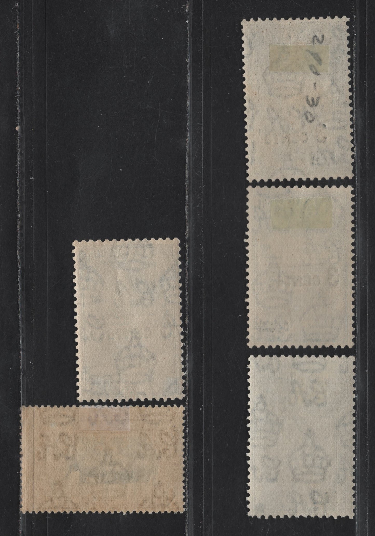 Lot 90 (C) Ceylon SG#394b, 398 50c - 3c on 20c Black & Mauve -  Wild Elephants - Plucking Tea, 1938-1941 KGVI Pictorial & Surcharged Issues, 5 F/VFOG Singles, Perf 13.5 1938 Printing, Two Different Printings Of Each Surcharge