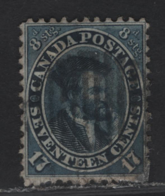 Lot 102 (C) Canada #19 17c Blue Jacques Cartier, 1859-1864 Cents Issue, A Fine Used Single, Perf 11.75, Cents-C Paper