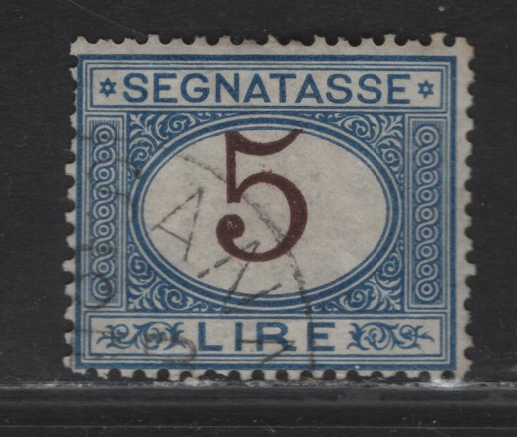 Lot 110 Italy SC#J17 5l Blue & Brown Numeral, 1870-1925 Postage Dues, A Fine Used Single, 1874 Printing