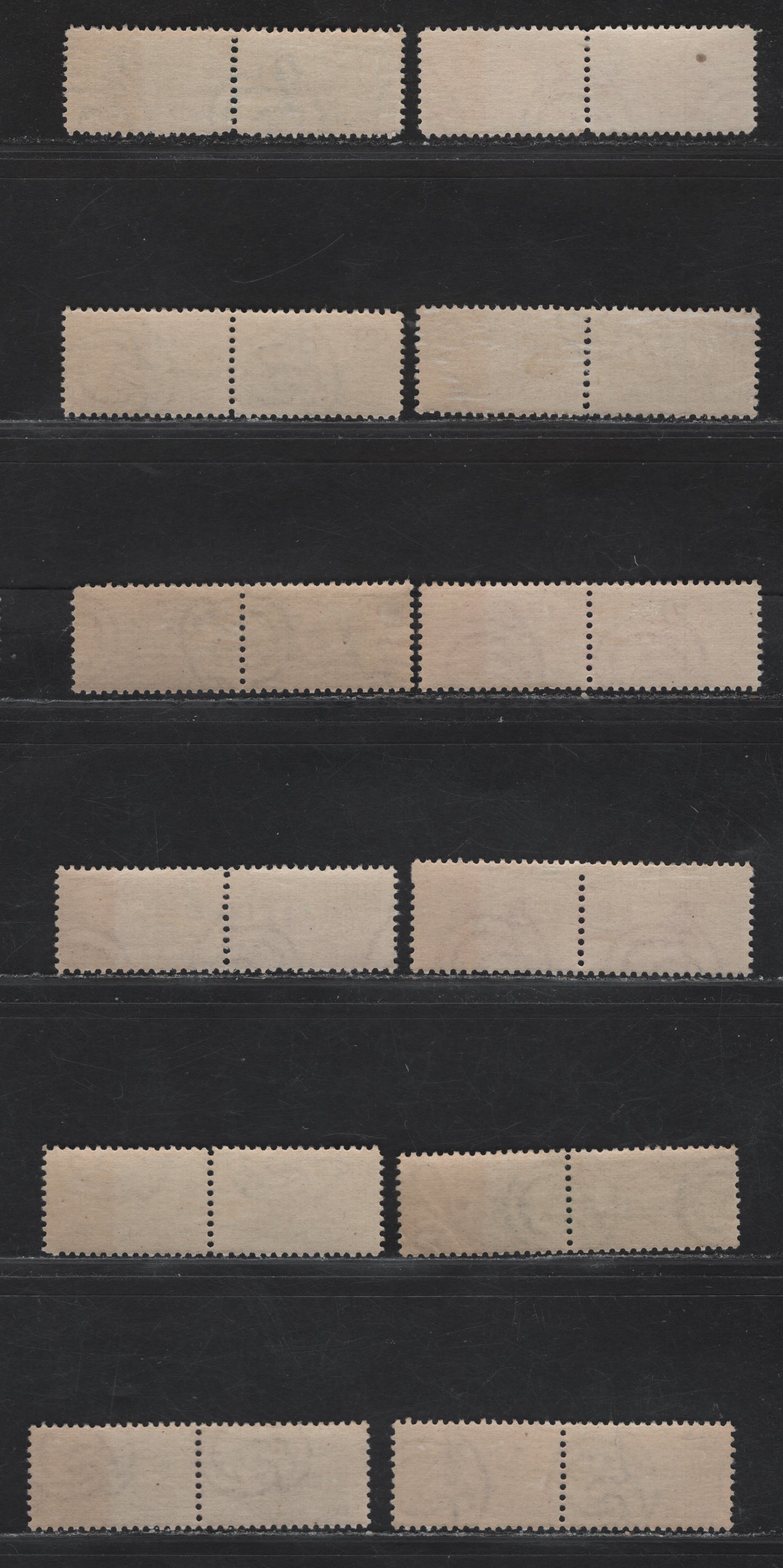 Lot 121 Italy SC#Q61-Q66, Q67a, Q68a, Q69a, Q70a, Q71a, Q73a 25c - 200l Dull Violet Blue - Green Posthorn & Numeral, 1946-1954 Parcel Post Issue, 12 VG/F/VFOG Horizontal Pairs, Perf 13.25, Winged Wheel Wmk