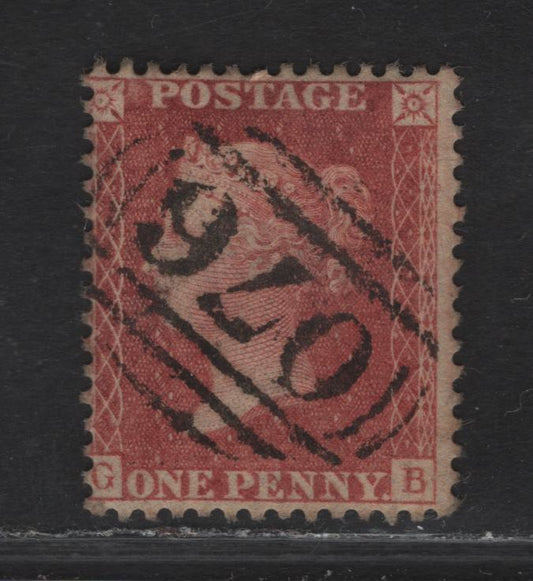 Lot 135 Great Britain SG#42 1d Rose Red Queen Victoria, 1861 Line Engraved Stars Issue, A Fine Used Single, Die 2, Alphabet 4, Nice O76 Numeral Cancel.