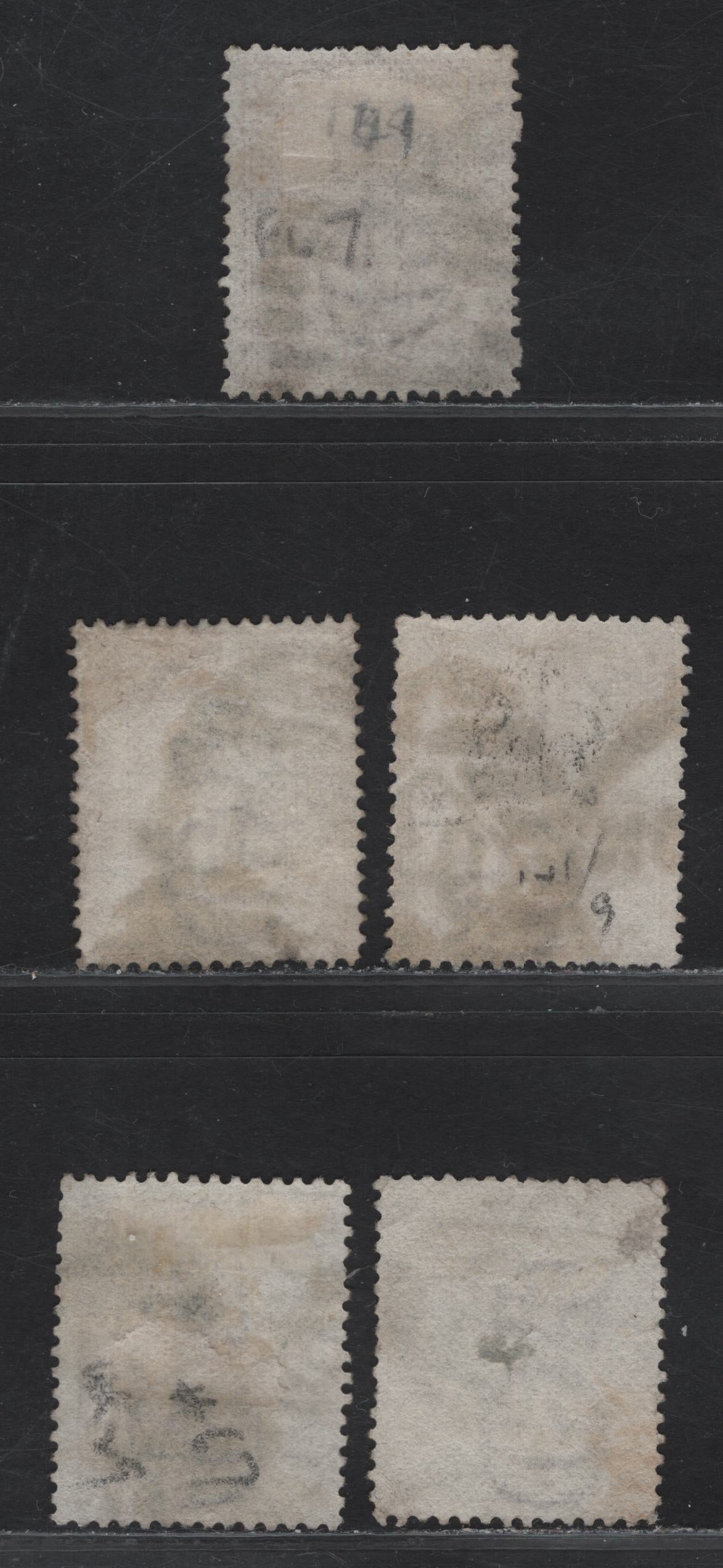 Lot 145 Great Britain SG#141 2.5d Mauve Queen Victoria, 1873-1880 Surface Printed Issue, 5 Very Good Used Singles, Plates 7,8,9,11 & 12, Large Colored Corner Letters, Orb Wmk.
