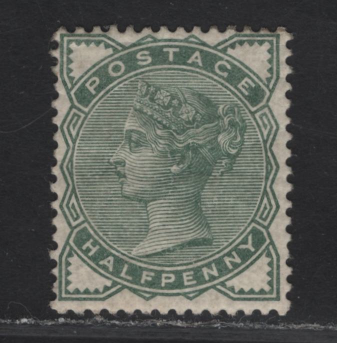 Lot 148 Great Britain SG#164 1/2d Deep Green Queen Victoria, 1880 Queen Victoria Issue, A FOG Single, Small Gum Thin