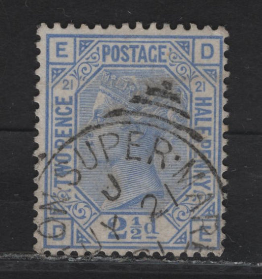 Lot 153 Great Britain SG#157 2.5d Blue Queen Victoria, 1880-1883 Surface Printed Issue, A Fine Used Single, Plate 21, July 21 1881 Squared Circle Cancel