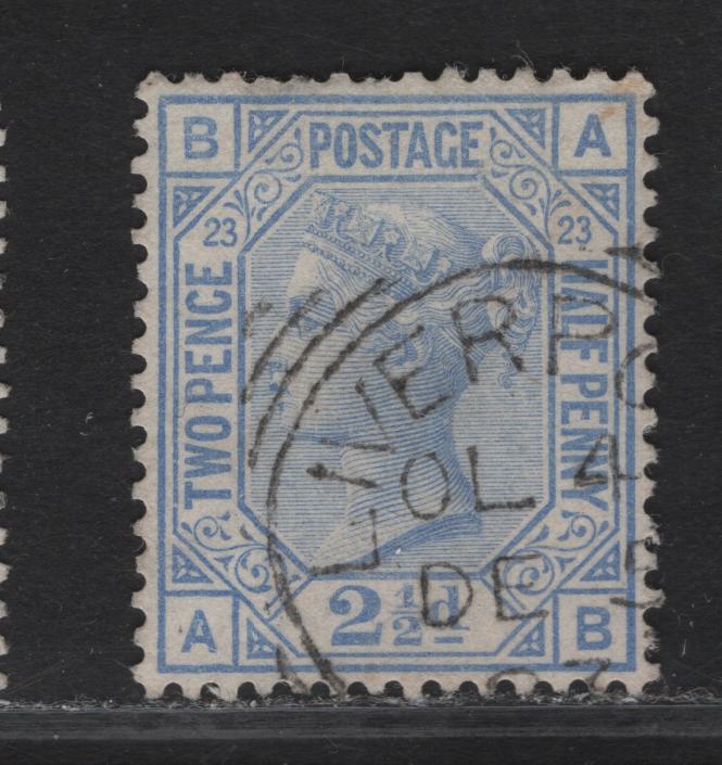 Lot 163 Great Britain SG#157 2.5d Blue Queen Victoria, 1880-1883 Surface Printed Issue, A Very Fine Used Single, Plate 23, Liverpool Squared Circle Cancel
