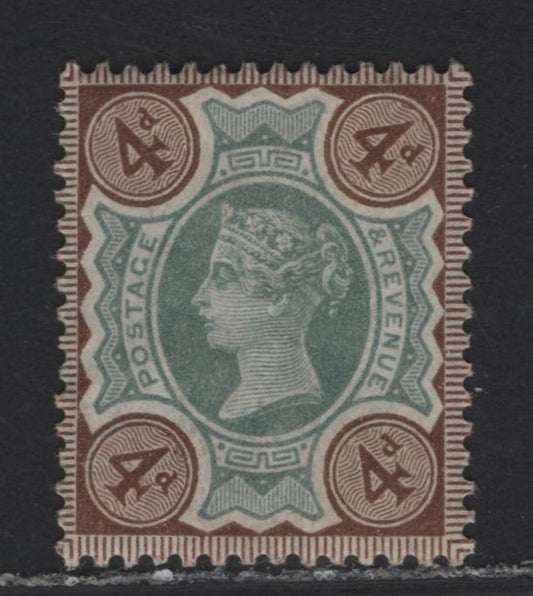 Lot 172 Great Britain SG#205 4d Dull Green & Purple Queen Victoria, 1887-1901 Jubilee Issue, A VFOG Single