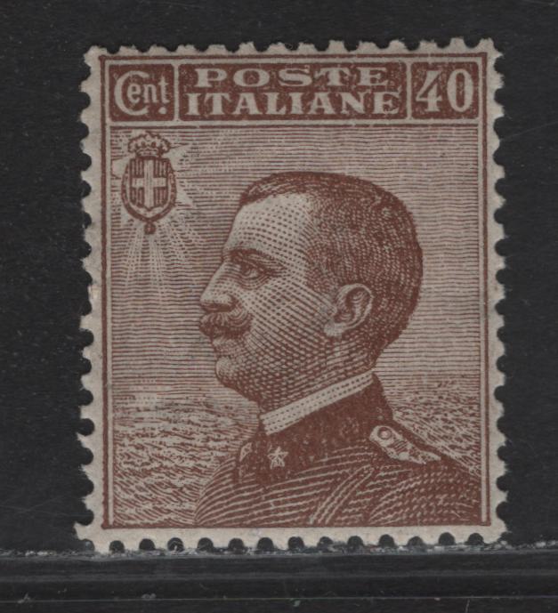 Lot 201 Italy SC#104 40c - 10l Brown Victor Emmanuel III, 1908-1927 Victor Emmanuel III Sideface Issue, A VFNH Single