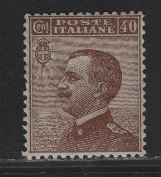 Lot 201 Italy SC#104 40c - 10l Brown Victor Emmanuel III, 1908-1927 Victor Emmanuel III Sideface Issue, A VFNH Single