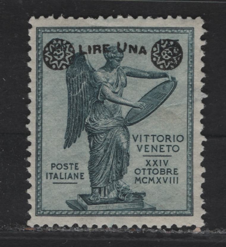 Lot 210 Italy SC#173a 1l on 15c Slate Green 'Victory', 1924 Surcharged Victory Issue, A VFOG Single, Perf 14x13.5