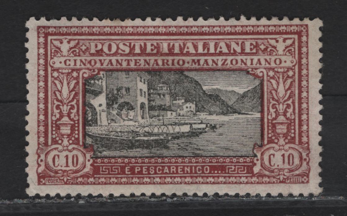 Lot 211 Italy SC#165 10c Brown Red & Black Fishing Scene, 1923 50th Death Anniv of Manzoni Issue, A VFOG Single