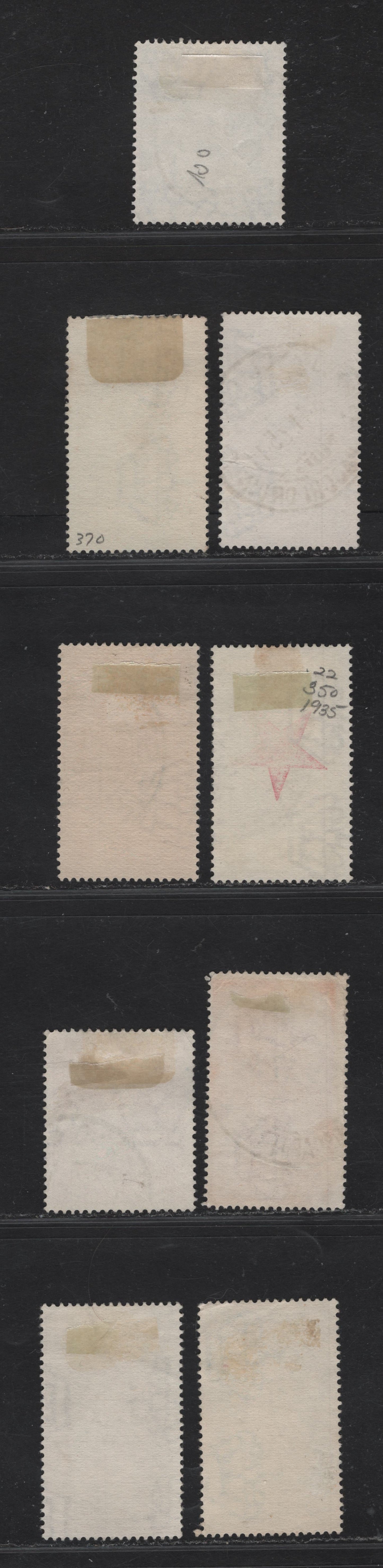 Lot 245 Italy SC#349-351, 367-371 20c - 75c Rose Red Bellini - Child Giving Salute, 1935-1937 Bellini - Summer Exhibition for Child Welfare Issues, 8 Fine/Very Fine Used Singles, Cancels All Appear To Be Comtemporary